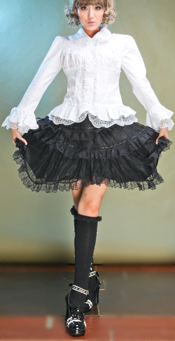 (BFM)G.L.P~Rococo Lolita Skirt Irregular Lace Skirt Flowy Lace Dress