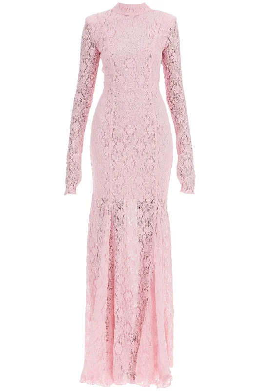 Rotate Women's Long pink Lace Dress With Open Back For Special Occasions Lace Dress Appeal