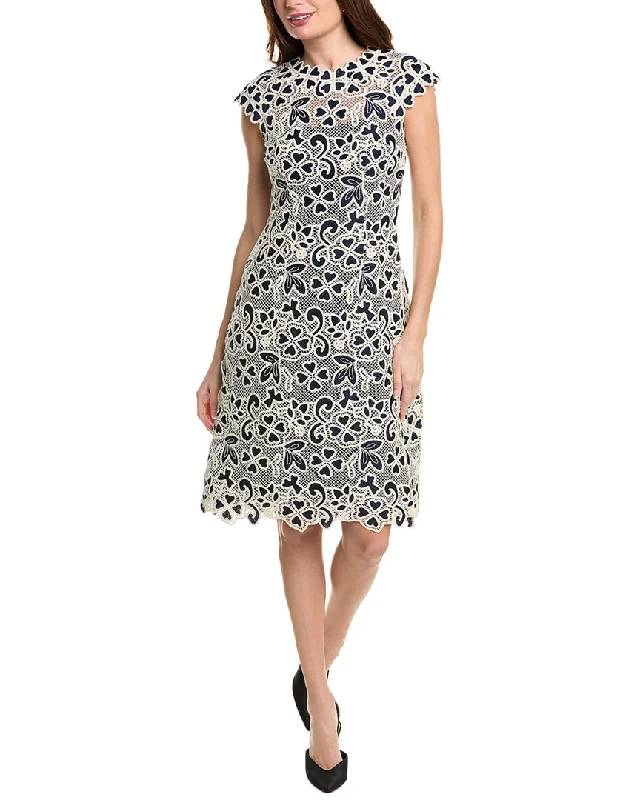 Teri Jon by Rickie Freeman Crochet Lace Sheath Dress Lace Party Gown