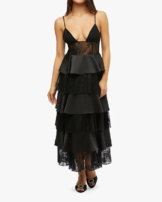Tiered Lace Midi Dress Lace Dress Party
