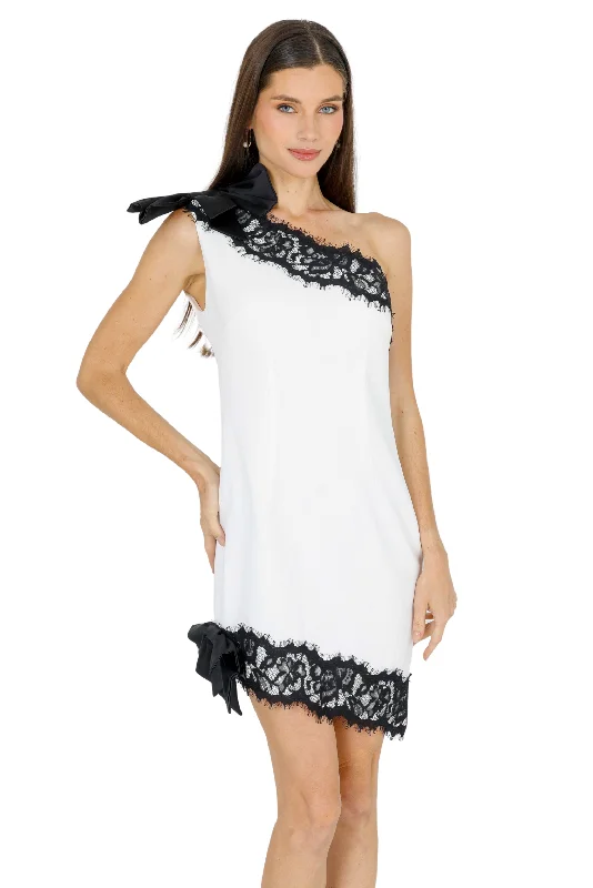 Zeena One Shoulder Lace Mini Dress Lace Dress for Women