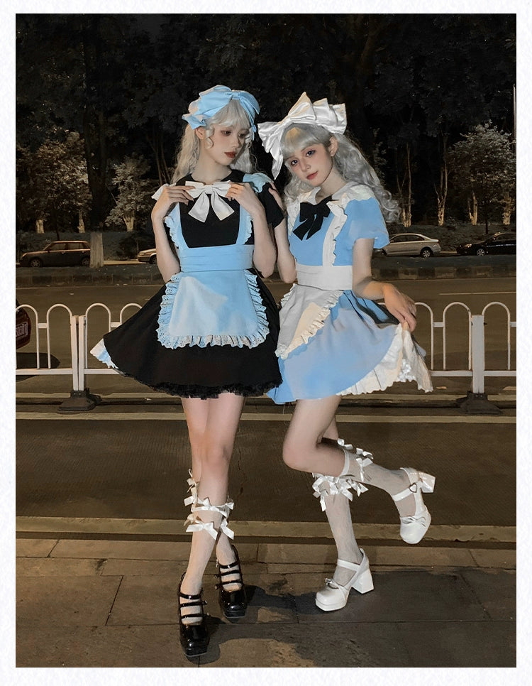 With PUJI~KissKiss~Maid Lolita OP Dress Pleated Lace Multicolor Dress Lace Dress Glamorous With PUJI~KissKiss~Maid Lolita OP Dress Pleated Lace Multicolor Dress Lace Dress Glamorous