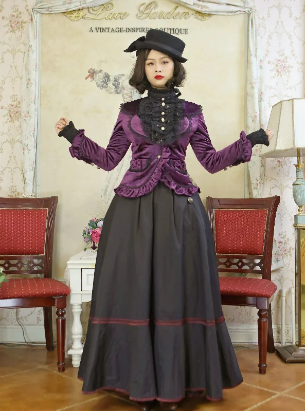 Lace Garden~Miss Hepburn~Vintage Lolita Velvet Coat and Dress Suit Lace Dress Perfect