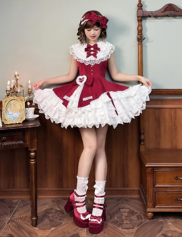Alice Girl~Arrogant Miss~Sweet Lolita Jumper Dress with Tiered Lace Skirt Lace Dress Summer Alice Girl~Arrogant Miss~Sweet Lolita Jumper Dress with Tiered Lace Skirt Lace Dress Summer