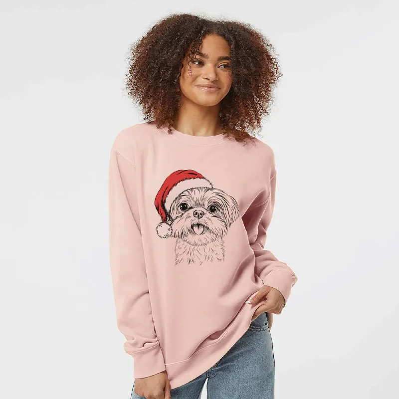 Santa Pebbles the Shorkie - Unisex Pigment Dyed Crew Sweatshirt Hoodie with Drawstrings Santa Pebbles the Shorkie - Unisex Pigment Dyed Crew Sweatshirt Hoodie with Drawstrings