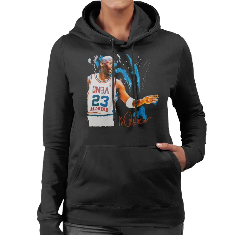 Sidney Maurer Original Portrait Of NBA All Star Michael Jordan Women's Hooded Sweatshirt Chic Hoodie Sweatshirt
