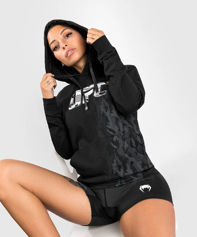 UFC Venum Authentic Fight Week Women's Pullover Hoodie - Black Casual Graphic Hoodies UFC Venum Authentic Fight Week Women's Pullover Hoodie - Black Casual Graphic Hoodies