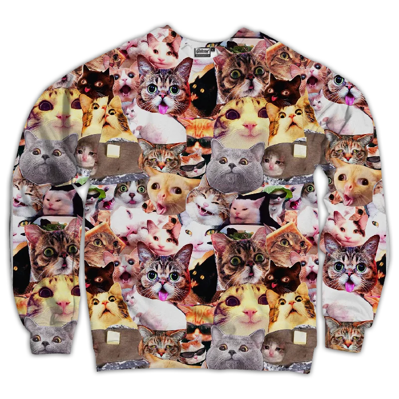 Cats Meme Face Unisex Sweatshirt Relaxed Fit Sweatshirts