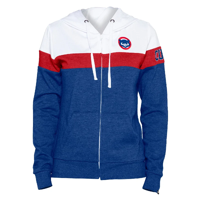Chicago Cubs New Era Women's Colorlock Full-Zip Hoodie Jacket - Heathered Blue Cozy Zip Hoodie Chicago Cubs New Era Women's Colorlock Full-Zip Hoodie Jacket - Heathered Blue Cozy Zip Hoodie