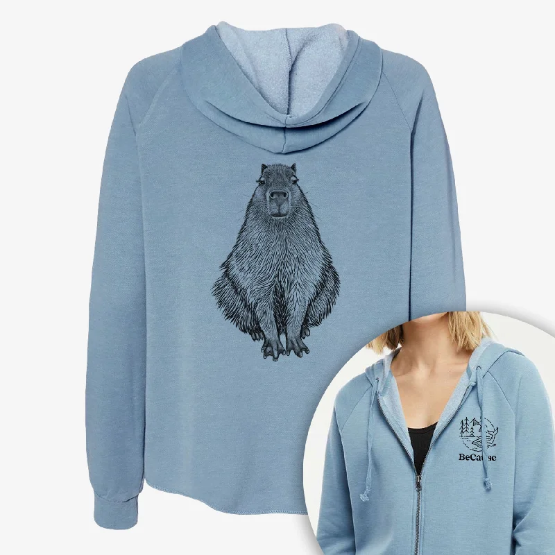 Capybara - Hydrochoerus hydrochaeris - Women's Cali Wave Zip-Up Sweatshirt Lightweight Hoodie Sweatshirt Capybara - Hydrochoerus hydrochaeris - Women's Cali Wave Zip-Up Sweatshirt Lightweight Hoodie Sweatshirt