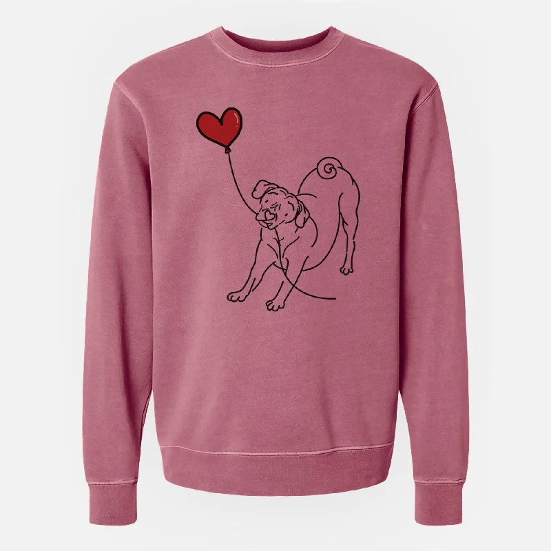 Puggle Heart String - Unisex Pigment Dyed Crew Sweatshirt Trendy Women’s Hoodies