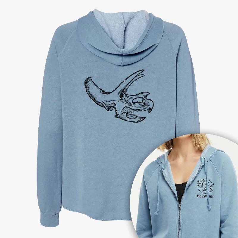 Triceratops Skull - Women's Cali Wave Zip-Up Sweatshirt Casual Hoodie Sweatshirt Wear Triceratops Skull - Women's Cali Wave Zip-Up Sweatshirt Casual Hoodie Sweatshirt Wear