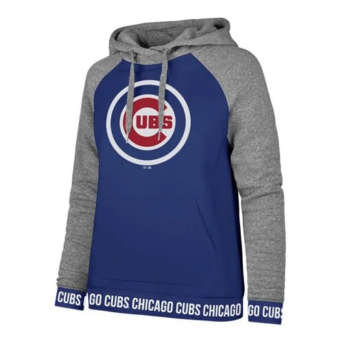 Chicago Cubs Women's '47 Brand Encore Pullover Hoodie - Gray/Blue Printed Hooded Sweatshirts Chicago Cubs Women's '47 Brand Encore Pullover Hoodie - Gray/Blue Printed Hooded Sweatshirts