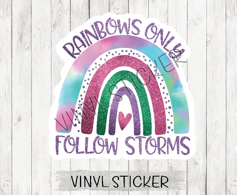 Rainbows Only Follow Storms Sticker / Decal