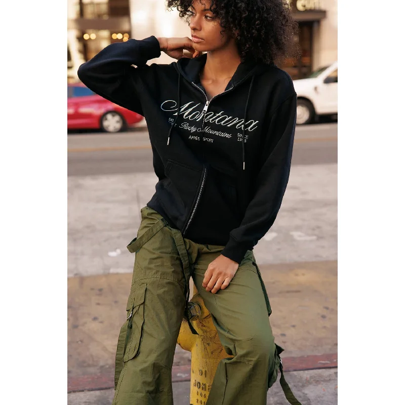 Montana Embo Zip-Up Hoodie Sweatshirts - Black