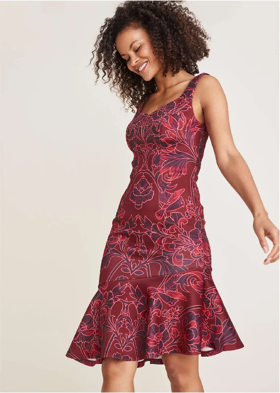 Ruffle Trim Detail Dress - Nouveau Tapestry