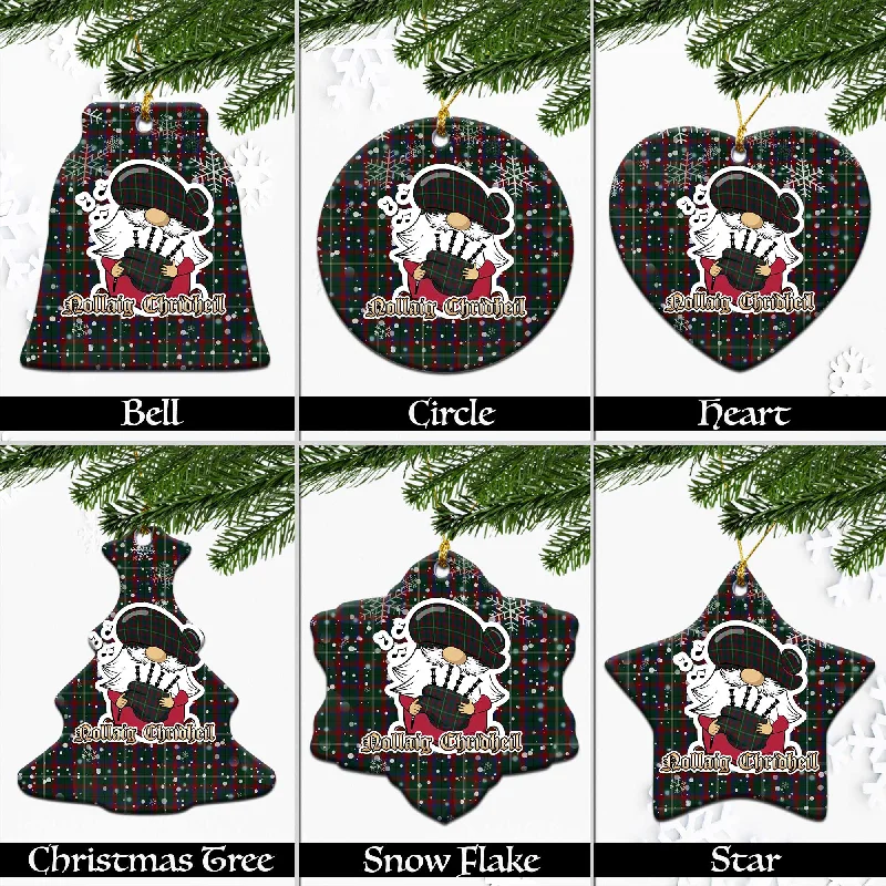 Mayo County Ireland Tartan Christmas Ceramic Ornaments with Scottish Gnome Playing Bagpipes Mayo County Ireland Tartan Christmas Ceramic Ornaments with Scottish Gnome Playing Bagpipes