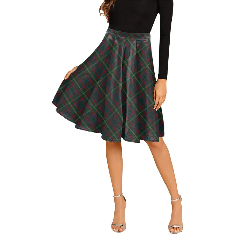 Mayo County Ireland Tartan Melete Pleated Midi Skirt Cross Style