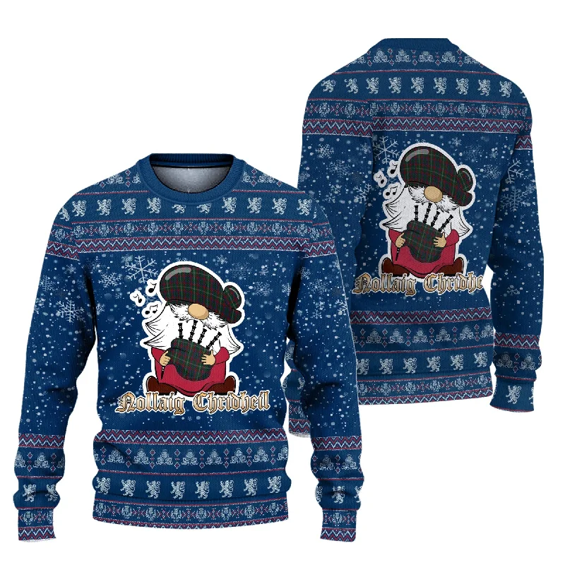 Mayo County Ireland Clan Christmas Family Ugly Sweater with Funny Gnome Playing Bagpipes