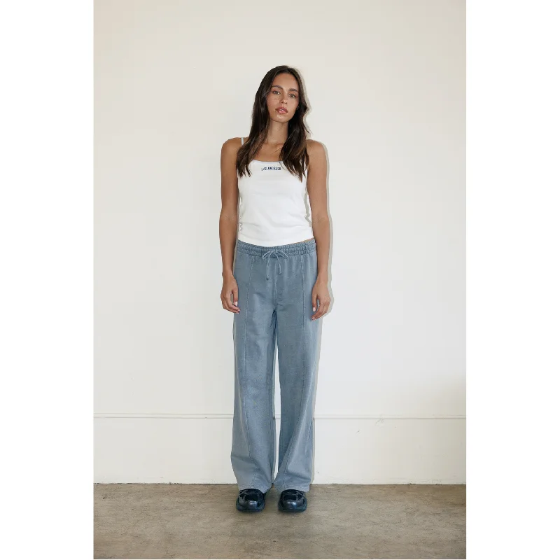 Vintage Washing Wide Leg Sweat Pants - Washed Grey