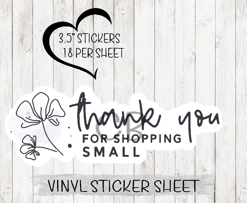 Thank You For Shopping Small Simple Vinyl Sticker Sheet