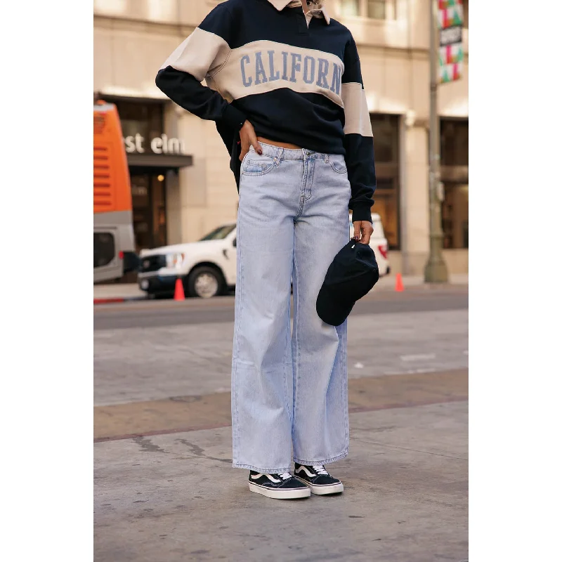 Tencel Blend High Rise Wide Leg Jeans - Light Wash