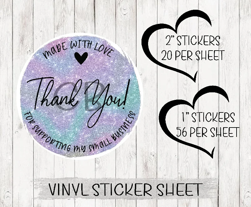 Thank You for Supporting Small 2 Vinyl Sticker Sheet