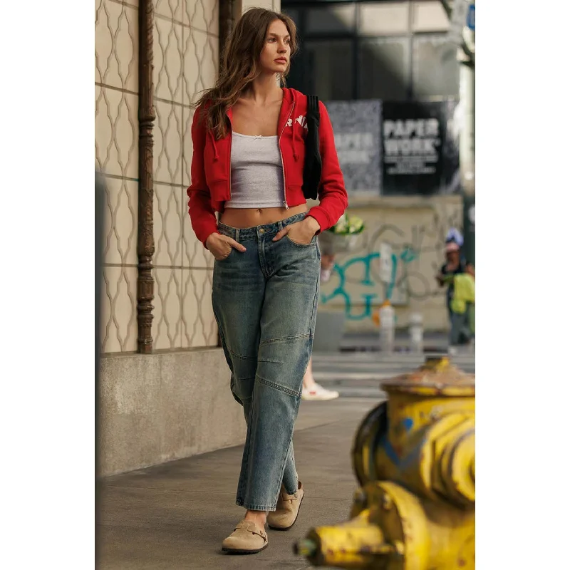 Low Rise Barrel Jeans - Tinted Dk