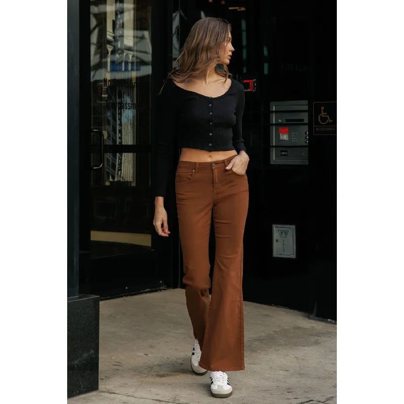 Soft Stretchy High Rise Everyday Flare Jeans - Hazel