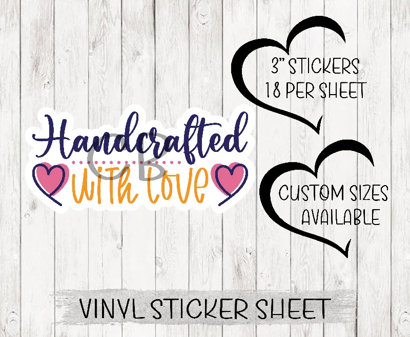 Handcrafted with Love Vinyl Sticker Sheet