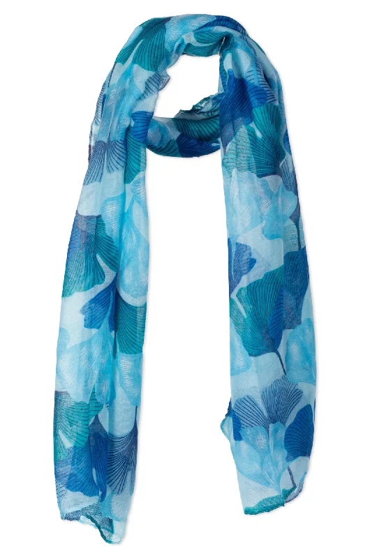 Lightweight Fan print Scarf | BLUE | 0492A1
