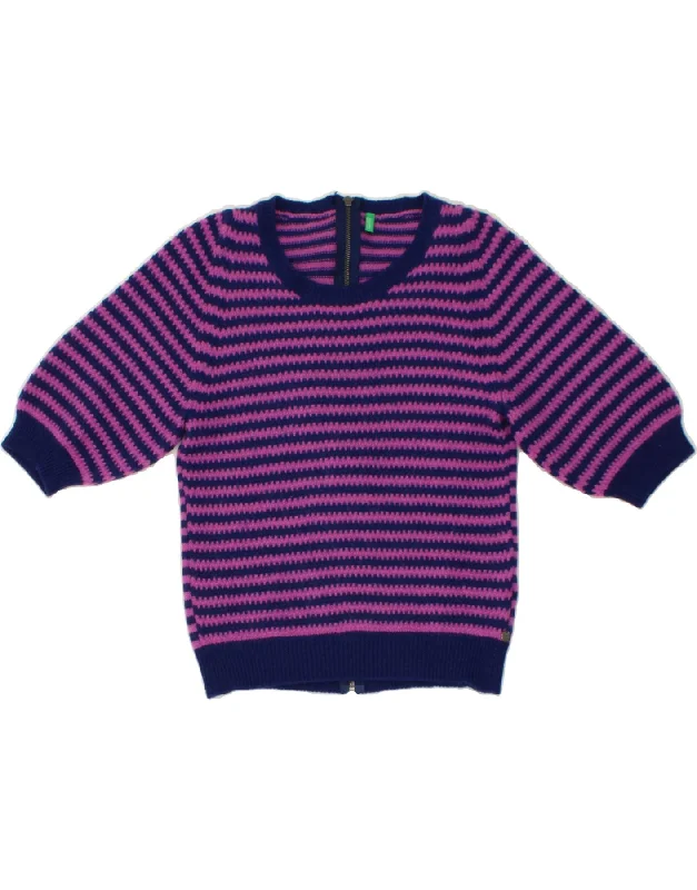 BENETTON Womens 3/4 Sleeve Crew Neck Jumper Sweater UK 8 Small Purple Women's sweaters BENETTON Womens 3/4 Sleeve Crew Neck Jumper Sweater UK 8 Small Purple Women's sweaters