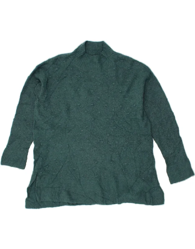 FAT FACE Womens Turtle Neck Jumper Sweater UK 14 Medium Green Acrylic Weekend sweaters