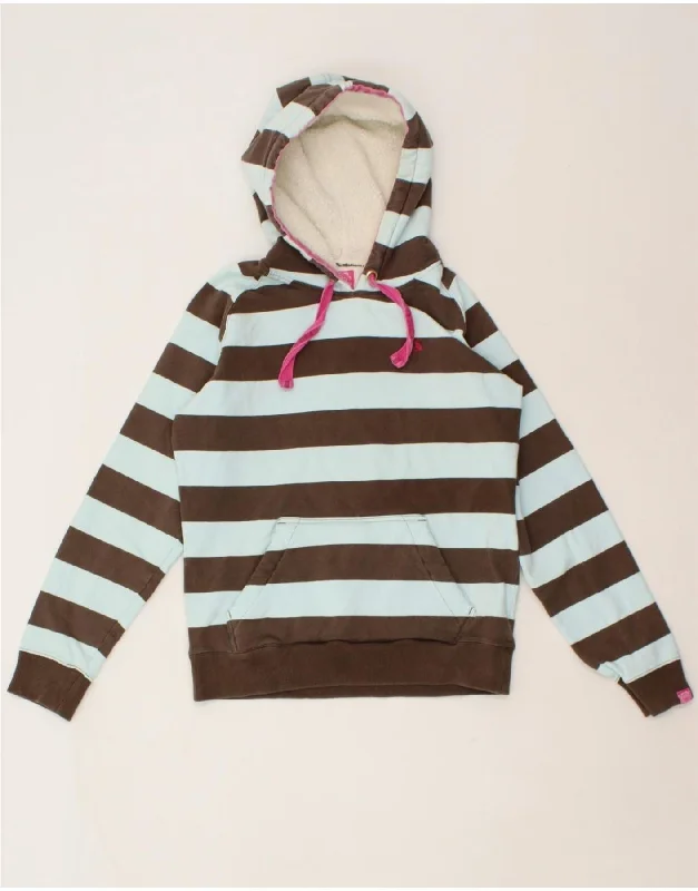 JOULES Womens Hoodie Jumper UK 12 Medium Blue Striped Cotton Mohair sweaters