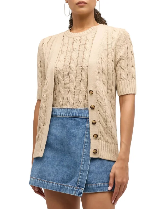 Julietta Cardigan In Stone Khaki Office sweaters