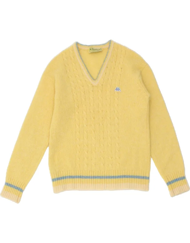 KAPPA Womens V-Neck Jumper Sweater UK 16 Large Yellow Wool Warmest sweaters for extreme cold KAPPA Womens V-Neck Jumper Sweater UK 16 Large Yellow Wool Warmest sweaters for extreme cold