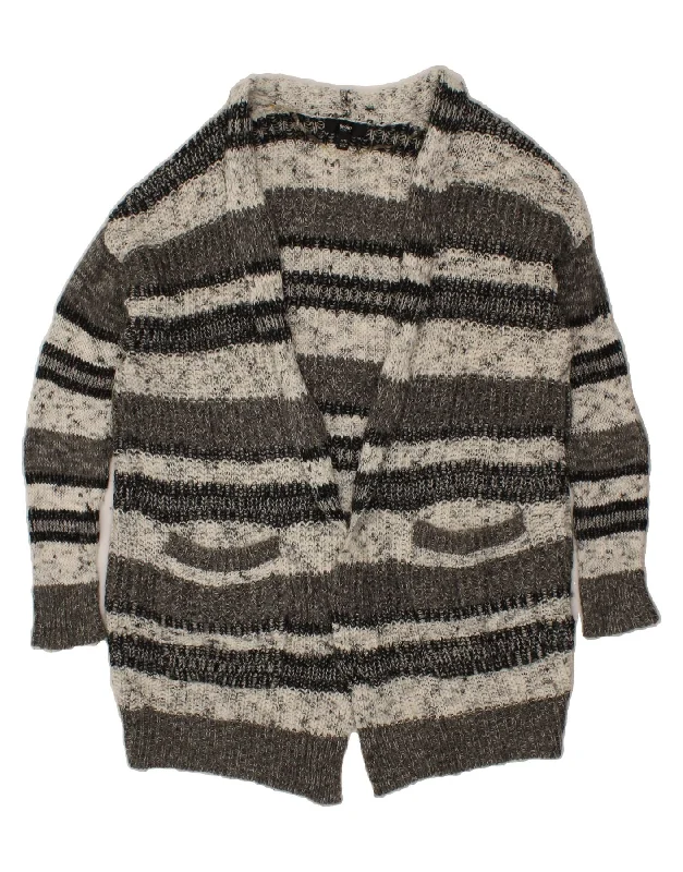 MOSSIMO Womens Cardigan Sweater UK 18 XL Grey Striped Acrylic Premium sweaters