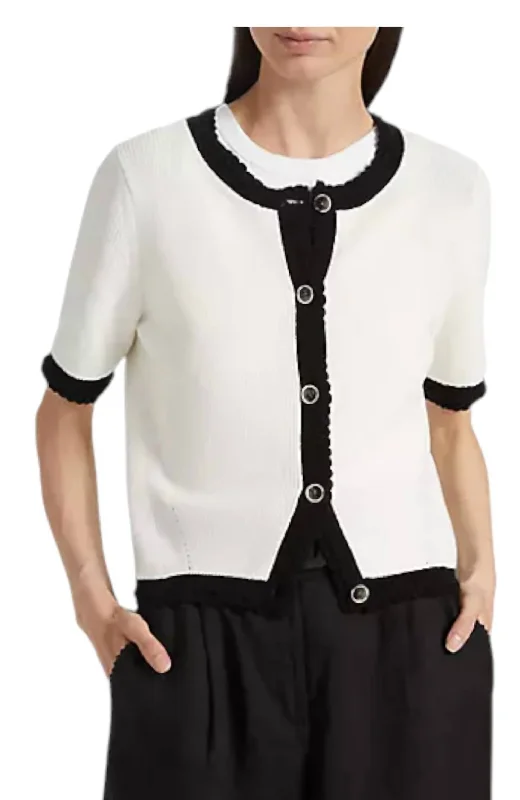 Neroli Cardigan In Ivory/black Streetwear sweaters