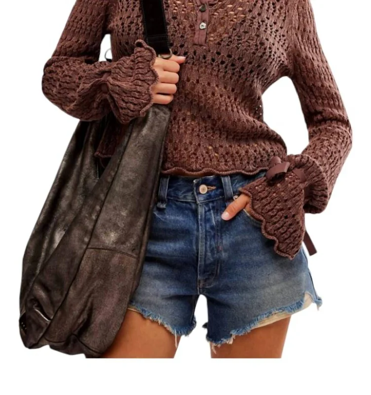Pointelle Pullover Sweater In Chicory Coffee Cheap sweaters