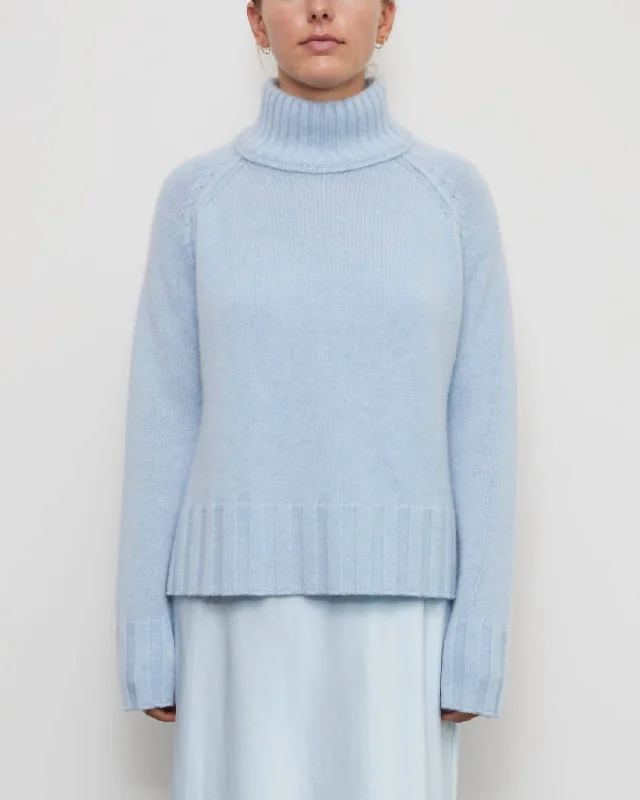 Rib Mock Pullover In Chambray Sporty sweaters