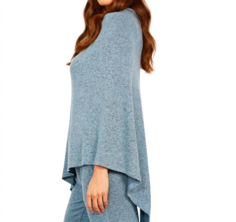 Solid Asymmetrical Poncho In Wind Date night sweaters