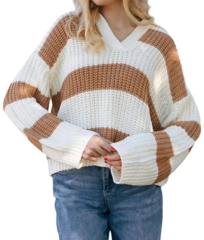 Stripe Sweater In Camel Zara sweaters