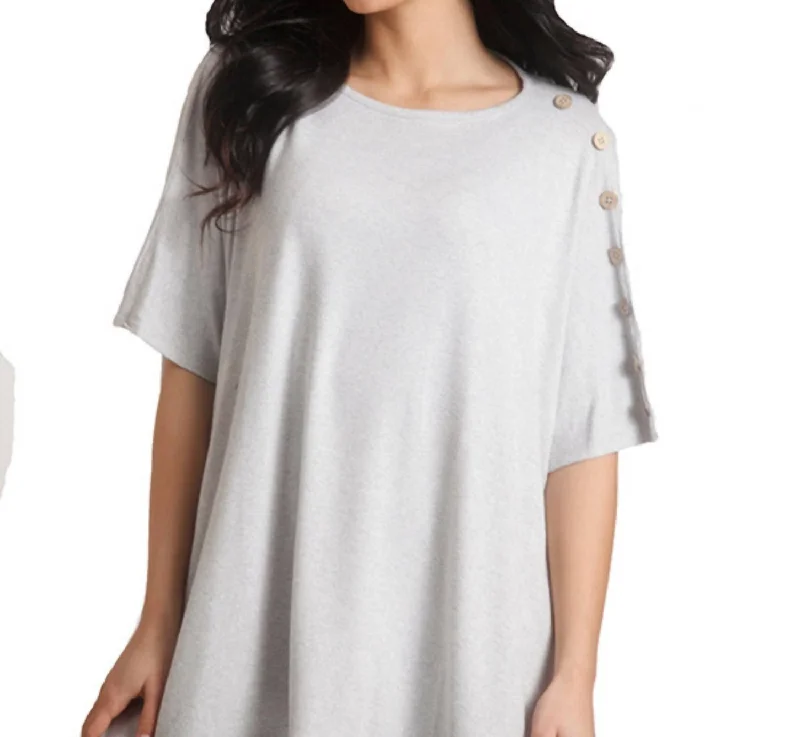 Supersoft Button Detail Poncho In Frost Soft-touch sweaters