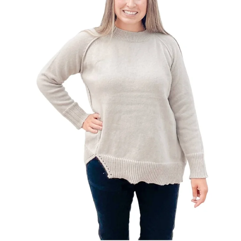 Uneven Hem Sweater In Cream Holiday sweaters