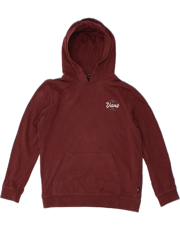 VANS Womens Graphic Hoodie Jumper UK 16 Large Maroon Cotton Chunky knit sweaters