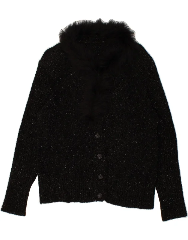 VINTAGE Womens Cardigan Sweater UK 14 Medium Black UV protection sweaters