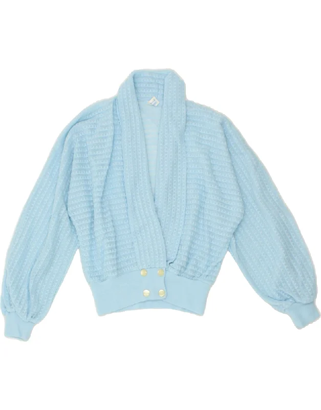 VINTAGE Womens Crop Cardigan Sweater IT 46 Large Blue Trendy oversized sweaters