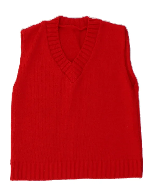 VINTAGE Womens Crop Vest Tank Top UK 18 XL Red Cropped sweaters