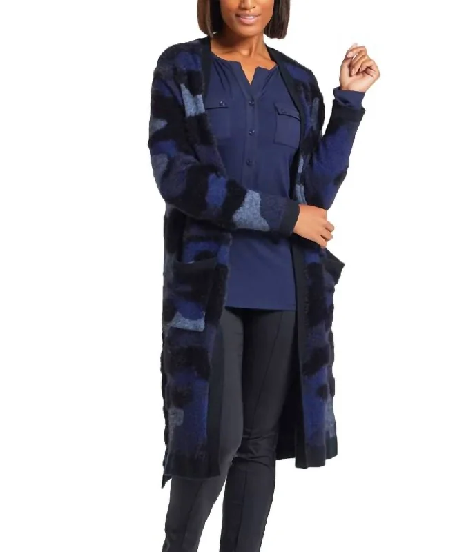 Zendaya Duster Cardigan In Blue Multi Water-resistant sweaters