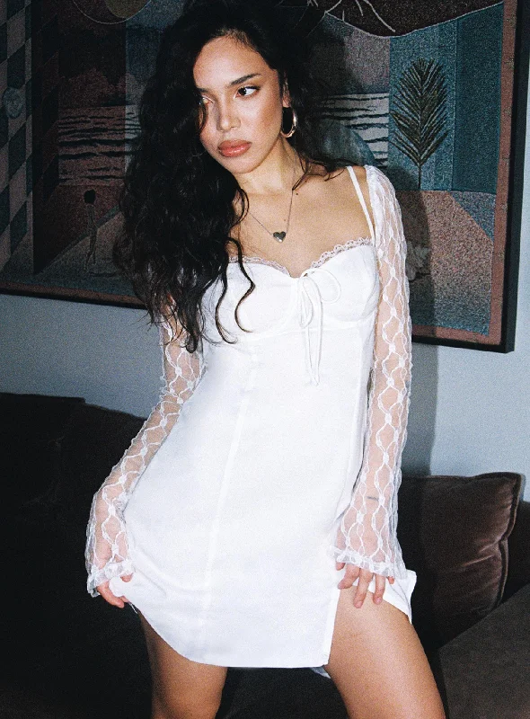 Ashwood Lace Sleeve Mini Dress White Petite Best mini dresses for petites